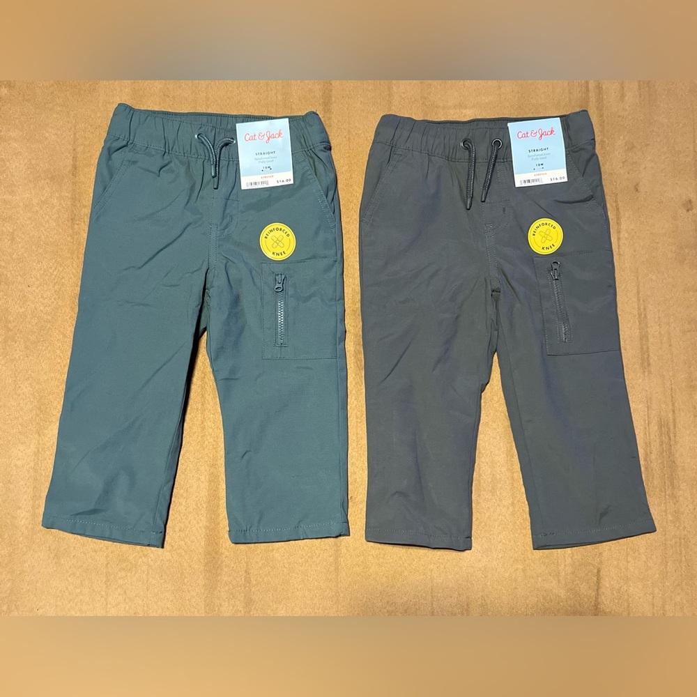 2 pair Toddler Boys Pants, Size 18 months, NWT
Reinforced knee
Fully lined